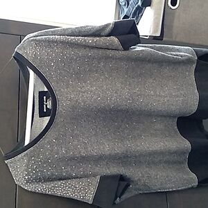DKNY Jean cap sleeve sequin grey and black medium sweatshirt